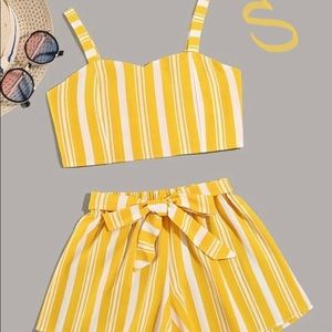 Yellow two piece short set !